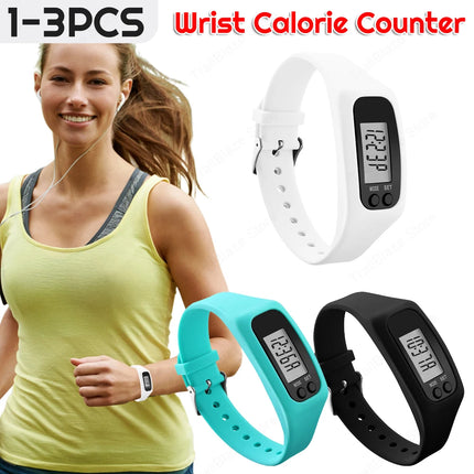 LED Pedometer Bracelet Wrist Calorie Counter 12/24H Time Display Step Counter Watch Walking Running Pedometer for Adults Kids