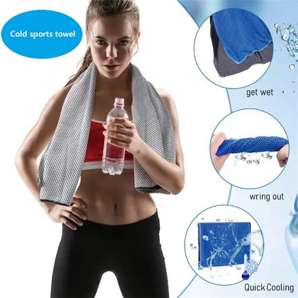 Sport Towel with Mini Silicon Gel Set Portable Cold Towel Fitness Sport GYM Running Outdoor Quick Dry Cool Towel 1-100 pcs