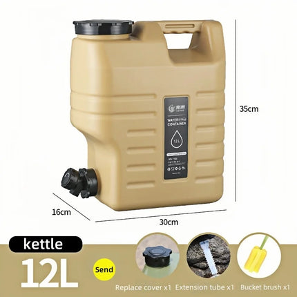 Large 12L Portable Water Tank with Faucet Leakproof Outdoor Camping Drinking Water Storage Ideal for Travel Picnic Hiking