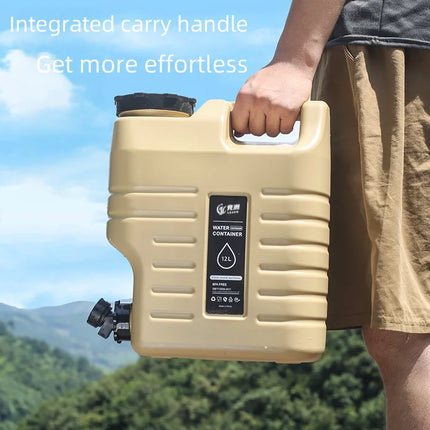 Large 12L Portable Water Tank with Faucet Leakproof Outdoor Camping Drinking Water Storage Ideal for Travel Picnic Hiking
