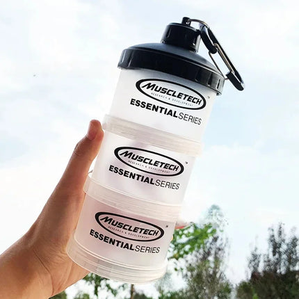 Portable Protein Powder Box Funnel Powder Box Fitness Supplement Bottle Handle Layered Storage Medicine Box Snack Can