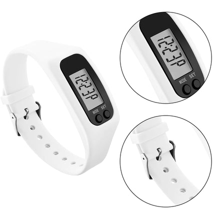 LED Pedometer Bracelet Wrist Calorie Counter 12/24H Time Display Step Counter Watch Walking Running Pedometer for Adults Kids