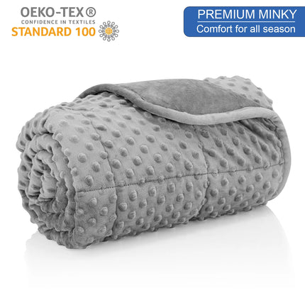 Gray Casual Weighted Blanket Twin for Adults Stress Insomnia Anxiety Heavy Thickened Blanket with Premium Glass Beads