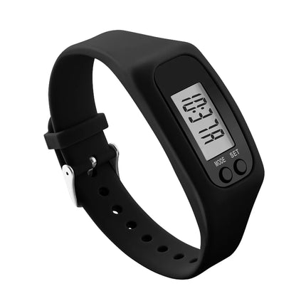 LED Pedometer Bracelet Wrist Calorie Counter 12/24H Time Display Step Counter Watch Walking Running Pedometer for Adults Kids