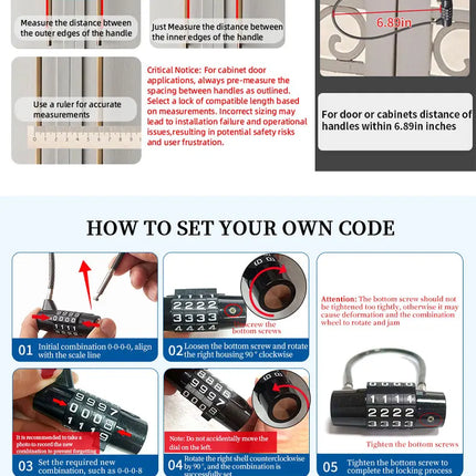 Combination Padlock,4 Digit Combination Lock,Waterproof Cable Lock,Gate Locks for Outdoor Fence,Gym Locker,Hasp Cabinet,Gate