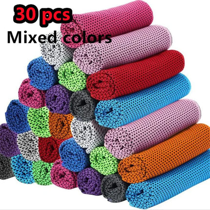 Sport Towel with Mini Silicon Gel Set Portable Cold Towel Fitness Sport GYM Running Outdoor Quick Dry Cool Towel 1-100 pcs