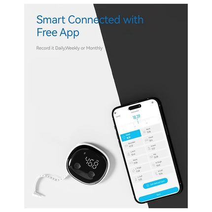 Smart Body Measuring Tape With APP, Bluetooth Body Tape Measure For Fitness Weight Loss Measurement LED Display