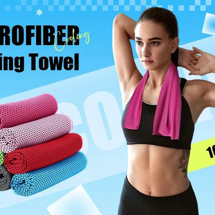 Sport Towel with Mini Silicon Gel Set Portable Cold Towel Fitness Sport GYM Running Outdoor Quick Dry Cool Towel 1-100 pcs