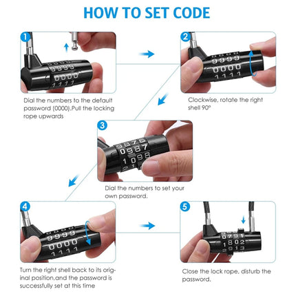 Combination Padlock,4 Digit Combination Lock,Waterproof Cable Lock,Gate Locks for Outdoor Fence,Gym Locker,Hasp Cabinet,Gate