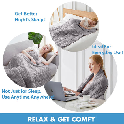 Gray Casual Weighted Blanket Twin for Adults Stress Insomnia Anxiety Heavy Thickened Blanket with Premium Glass Beads