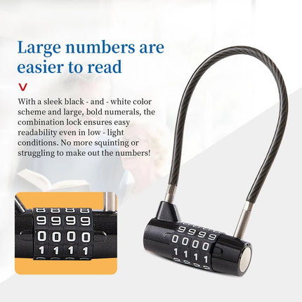 Combination Padlock,4 Digit Combination Lock,Waterproof Cable Lock,Gate Locks for Outdoor Fence,Gym Locker,Hasp Cabinet,Gate