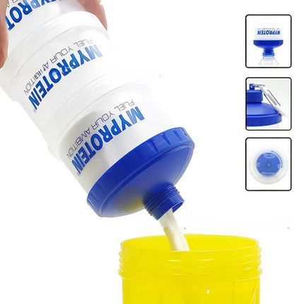 Portable Protein Powder Box Funnel Powder Box Fitness Supplement Bottle Handle Layered Storage Medicine Box Snack Can