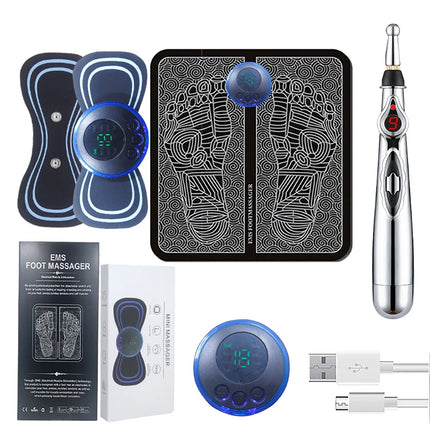 Portable Massage Foot Pad Massage Patch Massage Pen Cervical Neck and Back Full Body Massage Combination Set