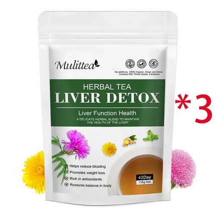 Mulittea Liver Detox Tea with Dandelion Root ,milk Thistle&Turmeric for Liver and Colon Cleanse Promote Metabolism
