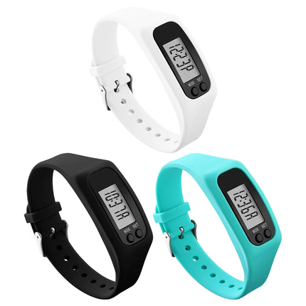 LED Pedometer Bracelet Wrist Calorie Counter 12/24H Time Display Step Counter Watch Walking Running Pedometer for Adults Kids