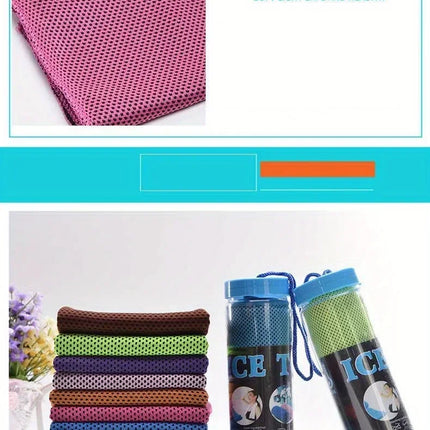 Sport Towel with Mini Silicon Gel Set Portable Cold Towel Fitness Sport GYM Running Outdoor Quick Dry Cool Towel 1-100 pcs
