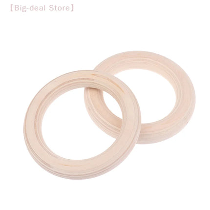 【M】2Pcs/Pairs Wooden Ring Portable Crossfit Gymnastics Rings Gym Shoulder Strength Home Fitness Training Physical Exercise Ring