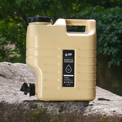 Large 12L Portable Water Tank with Faucet Leakproof Outdoor Camping Drinking Water Storage Ideal for Travel Picnic Hiking