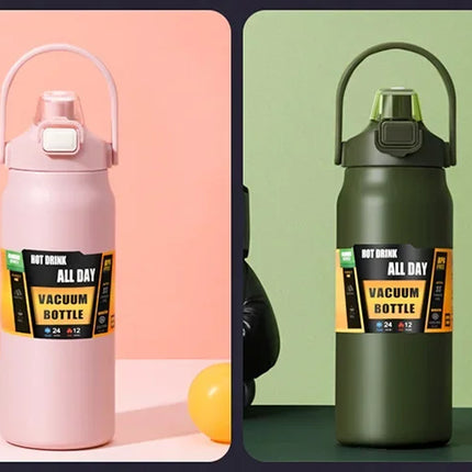 Outdoor Thermos Portable 304 Stainless Steel Thermal Mug Tumbler Vacuum Flasks Cold and Hot Sports Water Bottle with Straw
