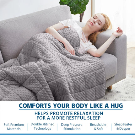 Gray Casual Weighted Blanket Twin for Adults Stress Insomnia Anxiety Heavy Thickened Blanket with Premium Glass Beads