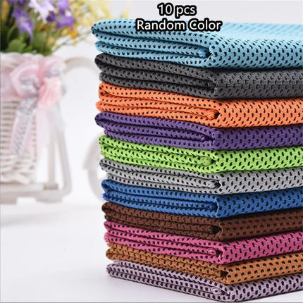 Sport Towel with Mini Silicon Gel Set Portable Cold Towel Fitness Sport GYM Running Outdoor Quick Dry Cool Towel 1-100 pcs