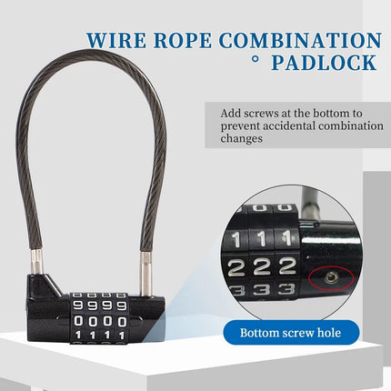 Combination Padlock,4 Digit Combination Lock,Waterproof Cable Lock,Gate Locks for Outdoor Fence,Gym Locker,Hasp Cabinet,Gate