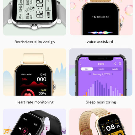 2025 Smart Watch 1.44'' Inch Color Screen Bluetooth Call Heart Rate/Blood Oxygen/Pressure Monitoring Smartwatch For Women Men