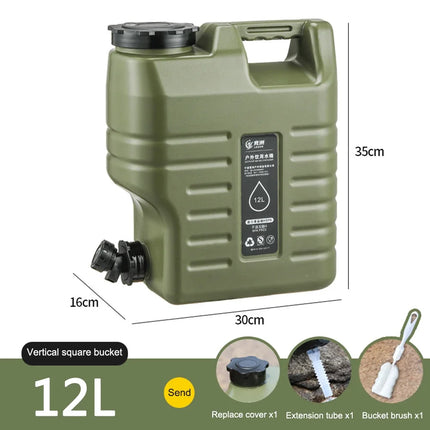 Large 12L Portable Water Tank with Faucet Leakproof Outdoor Camping Drinking Water Storage Ideal for Travel Picnic Hiking
