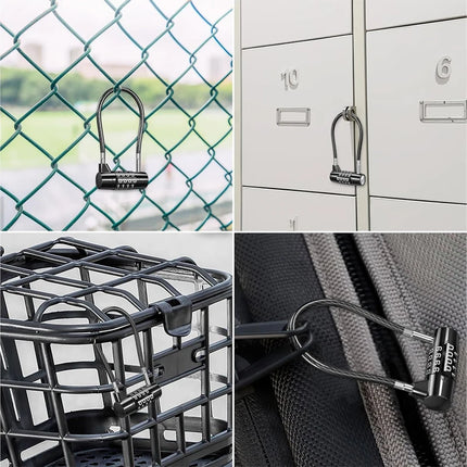 Combination Padlock,4 Digit Combination Lock,Waterproof Cable Lock,Gate Locks for Outdoor Fence,Gym Locker,Hasp Cabinet,Gate