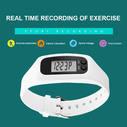 LED Pedometer Bracelet Wrist Calorie Counter 12/24H Time Display Step Counter Watch Walking Running Pedometer for Adults Kids